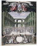 Set design for an unidentified ballet in a garden, taken from a collection entitled 'Menus Plaisirs du Roi' by French School