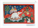 The God Vishnu Flying on Garuda to Rescue the Elephant King from a Water Monster, Nepalese, c.1825 by Indian School