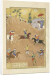 Persian 239 fol.252a Gusht?sp plays polo before the Qaysar by Persian School
