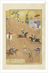 Persian 239 fol.252a Gusht?sp plays polo before the Qaysar by Persian School