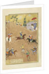 Persian 239 fol.252a Gusht?sp plays polo before the Qaysar by Persian School