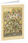 Talhand in battle against his brother by Persian School
