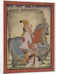Nobleman of Mewar riding Nur accompanied by a sais on foot, 1820 by Indian School