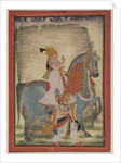 Nobleman of Mewar riding Nur accompanied by a sais on foot, 1820 by Indian School