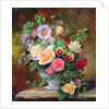 Roses, pansies and other flowers in a vase by Albert Williams
