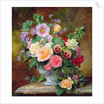 Roses, pansies and other flowers in a vase by Albert Williams