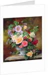 Roses, pansies and other flowers in a vase by Albert Williams