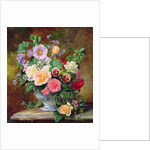 Roses, pansies and other flowers in a vase by Albert Williams