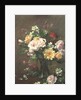 Roses and Gardenias in a glass vase by Albert Williams