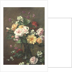 Roses and Gardenias in a glass vase by Albert Williams