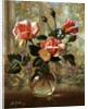 Madame Butterfly Roses in a Glass Vase by Albert Williams
