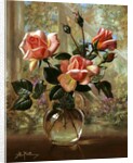 Madame Butterfly Roses in a Glass Vase by Albert Williams