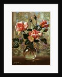 Madame Butterfly Roses in a Glass Vase by Albert Williams