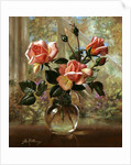 Madame Butterfly Roses in a Glass Vase by Albert Williams