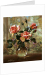 Madame Butterfly Roses in a Glass Vase by Albert Williams