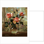 Madame Butterfly Roses in a Glass Vase by Albert Williams