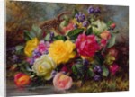 Roses by a Pond on a Grassy Bank by Albert Williams