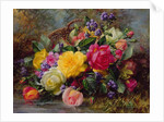 Roses by a Pond on a Grassy Bank by Albert Williams