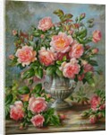 English Elegance Roses in a Silver Vase by Albert Williams