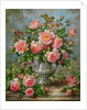 English Elegance Roses in a Silver Vase by Albert Williams
