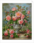 English Elegance Roses in a Silver Vase by Albert Williams