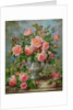 English Elegance Roses in a Silver Vase by Albert Williams