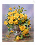Bright Smile - Roses in a Silver Vase by Albert Williams