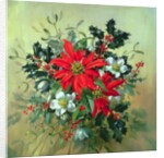 A Christmas arrangement with holly, mistletoe and other winter flowers by Albert Williams