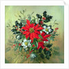A Christmas arrangement with holly, mistletoe and other winter flowers by Albert Williams