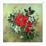 A Christmas arrangement with holly, mistletoe and other winter flowers by Albert Williams