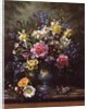 AB/200/2 Bluebells, daffodils, primroses and peonies in a blue vase by Albert Williams