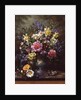 AB/200/2 Bluebells, daffodils, primroses and peonies in a blue vase by Albert Williams