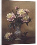 Peonies in a Blue and White Vase by Albert Williams