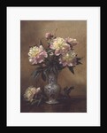 Peonies in a Blue and White Vase by Albert Williams