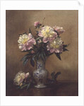Peonies in a Blue and White Vase by Albert Williams