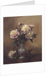 Peonies in a Blue and White Vase by Albert Williams