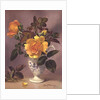 Orange Roses in a blue and white jug by Albert Williams