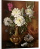 AB/298 White Peonies in a Glazed Victorian Vase by Albert Williams