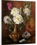 AB/298 White Peonies in a Glazed Victorian Vase by Albert Williams