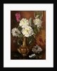 AB/298 White Peonies in a Glazed Victorian Vase by Albert Williams