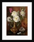 AB/298 White Peonies in a Glazed Victorian Vase by Albert Williams