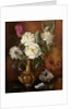 AB/298 White Peonies in a Glazed Victorian Vase by Albert Williams
