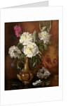 AB/298 White Peonies in a Glazed Victorian Vase by Albert Williams