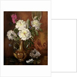 AB/298 White Peonies in a Glazed Victorian Vase by Albert Williams