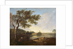 Italian River Scene with Figures by Richard Wilson