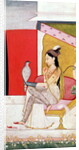 Lady with a Hawk, Pahari Style, Punjab Hills, c.1750 by School Guler