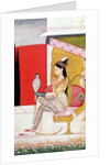 Lady with a Hawk, Pahari Style, Punjab Hills, c.1750 by School Guler