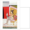 Lady with a Hawk, Pahari Style, Punjab Hills, c.1750 by School Guler