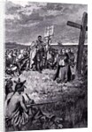 Jacques Cartier Setting up a Cross at Gaspe by Howard Pyle