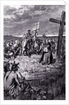 Jacques Cartier Setting up a Cross at Gaspe by Howard Pyle